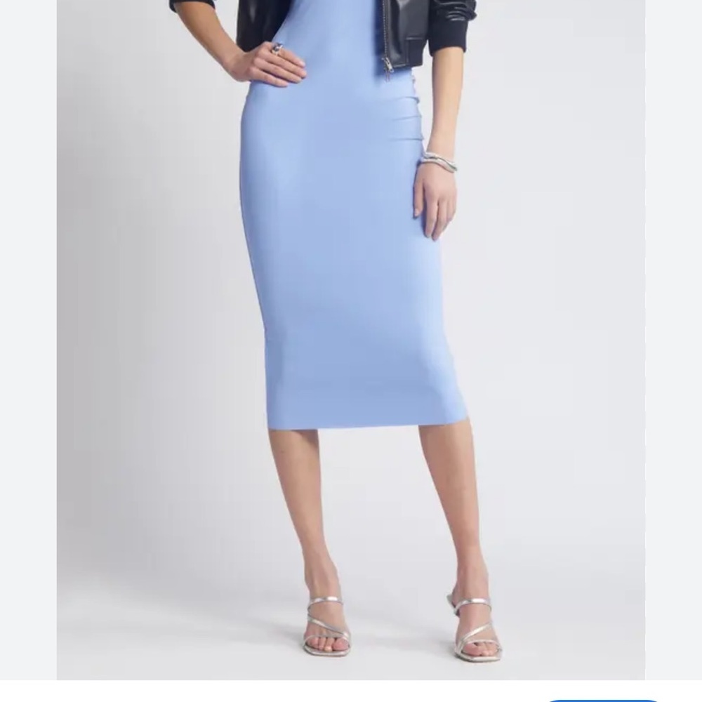 Second date look- Open Edit midi stretch blue hydrangea dress - NWT size XL - Picture 2 of 14